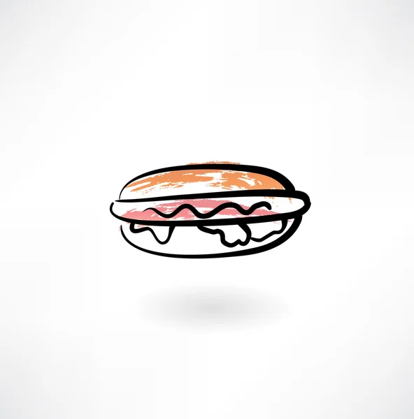 Ikon grunge hot dog - Stok Vektor