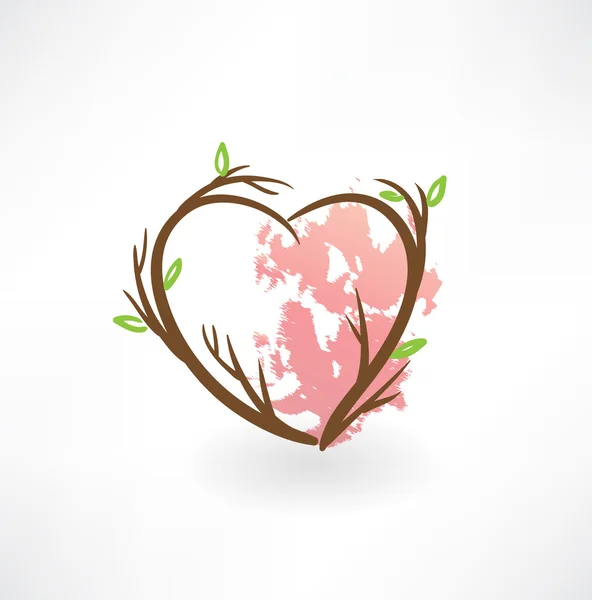 Amour arbre grunge icône — Image vectorielle