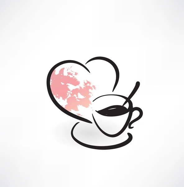 爱咖啡 grunge 图标 — 图库矢量图片