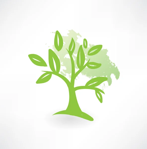 Green tree grunge icon — Stock Vector