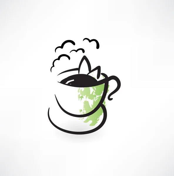 Green tea grunge icon — Stock Vector