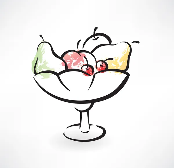 果物グランジ アイコンと花瓶 — ストックベクタ