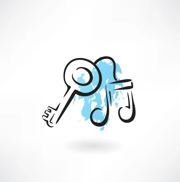 Musique clé grunge icône — Image vectorielle