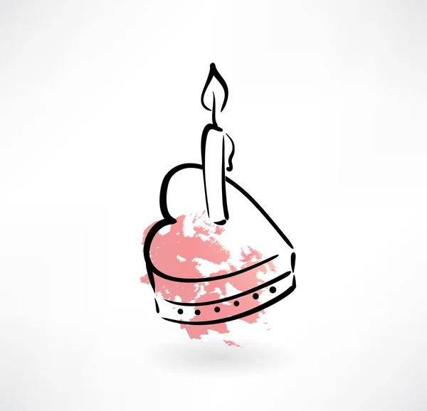 Torta con icona grunge candela — Vettoriale Stock