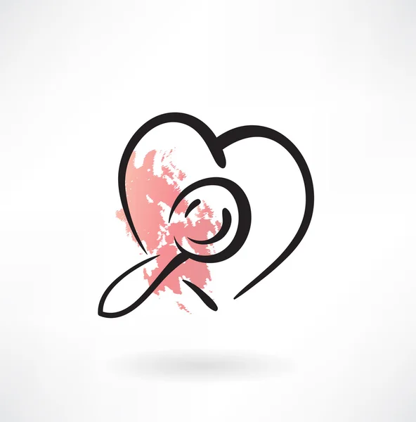 Magnifying heart grunge icon — Stock Vector