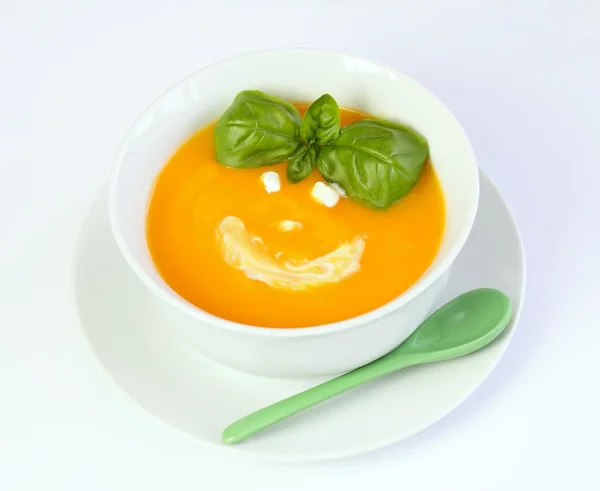 Pumpkin soup for a child — Stock Photo, Image