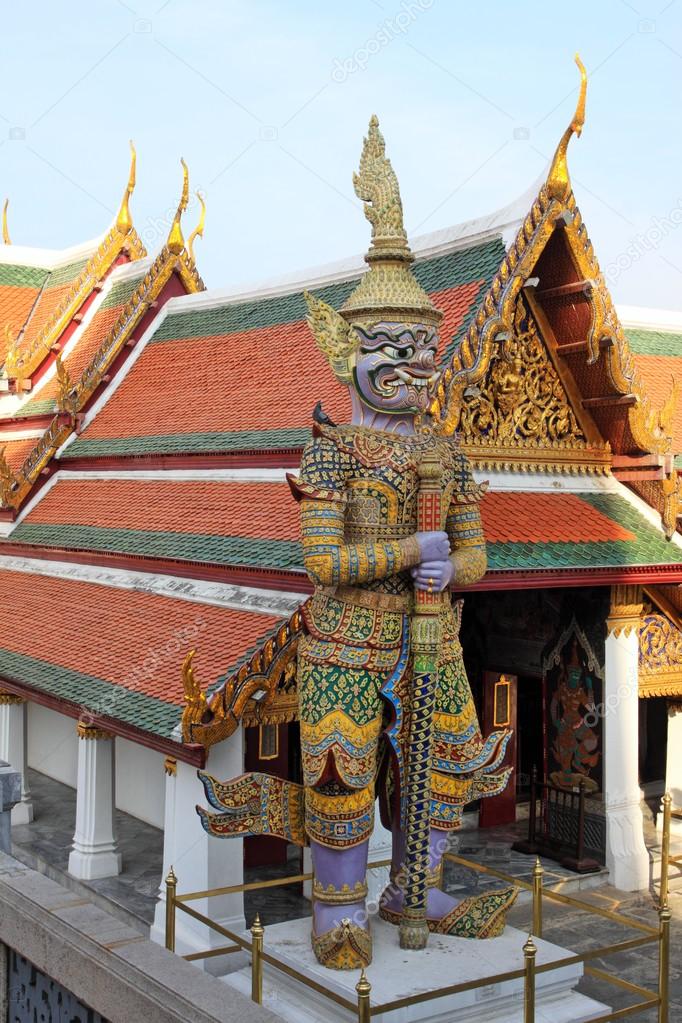 giant demon guarding the exit to temple of the