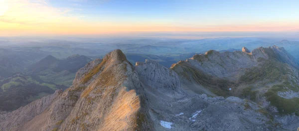 Mountain panorama at sunset from Saentis — Stock Photo, Image