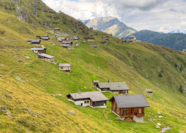 Hütten auf der Belalp. Schweiz — Stockfoto