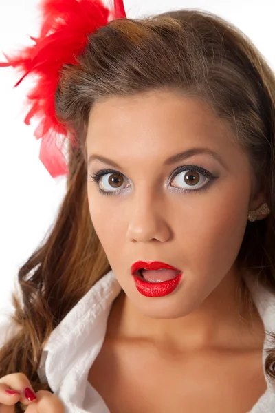 Surprised pin-up teenage girl — Stock Photo, Image