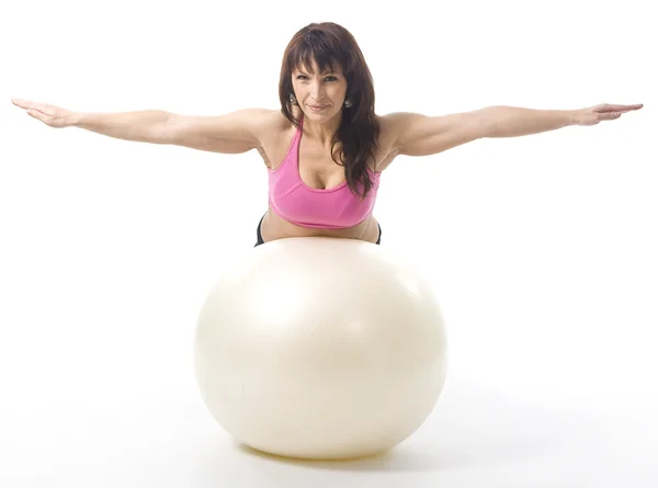 Woman with fitball — Stock Photo, Image