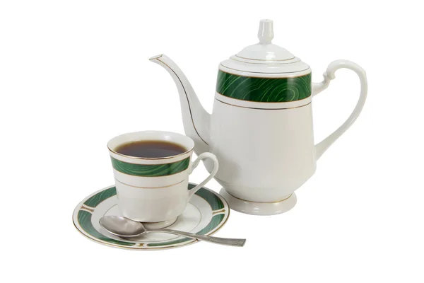 Tetera de porcelana con una taza de té —  Fotos de Stock