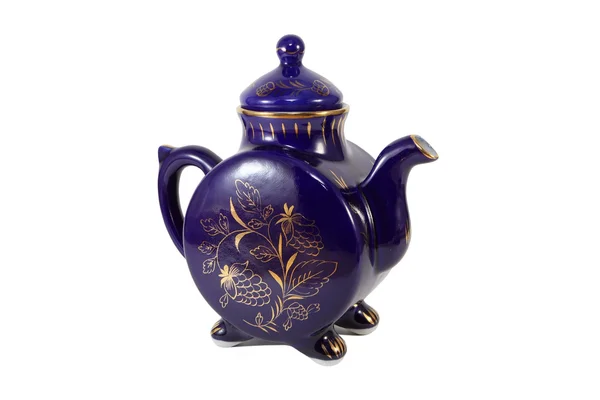 Blue porcelain teapot — Stock Photo, Image