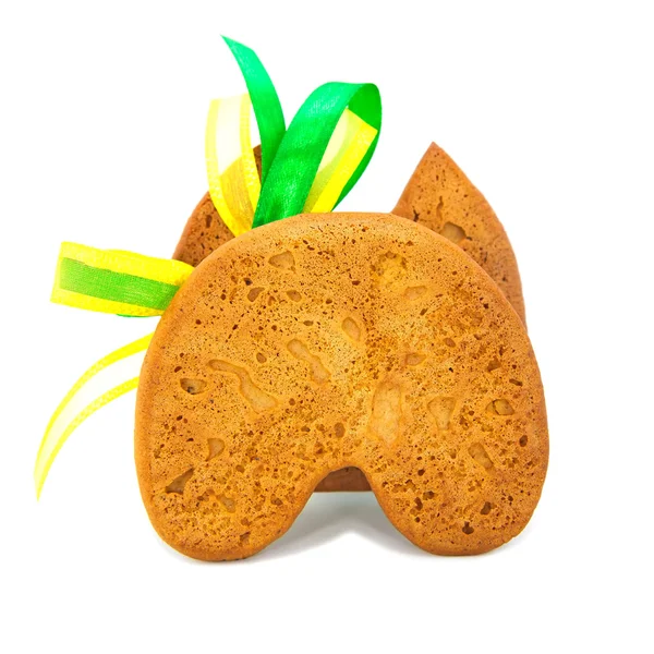 Isolated gingerbread cookie back with bow — Stock Photo, Image