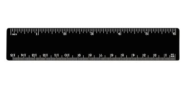 siyah cetvel izole, inç, santimetre, milimeters, imparatorluk