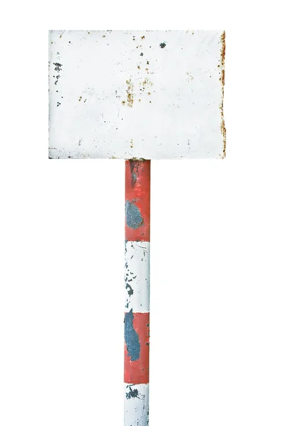 Placa de placa de metal enferrujado enferrujado sinalização, velho envelhecido intempérie branco — Fotografia de Stock