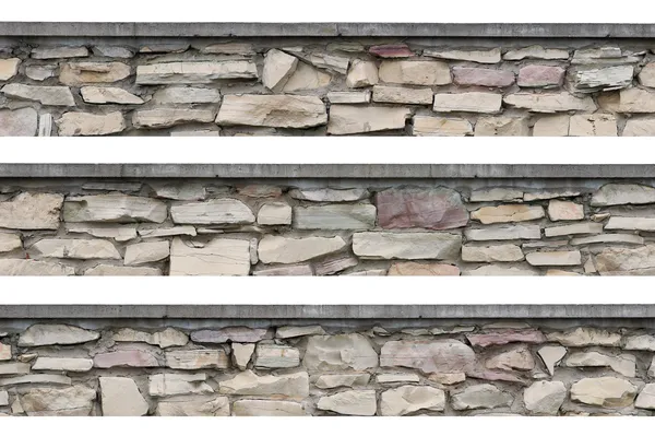 Valla de piedra panorama, pared de piedra panorámica, piedra caliza aislada —  Fotos de Stock