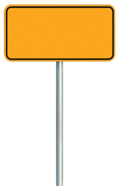 Blank Yellow Road Sign Isolated, Large Warning Copy Space, Black clipart