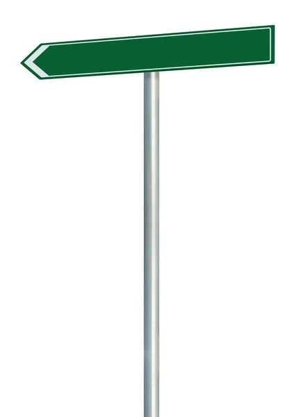 Left road route direction pointer this way sign, green isolated — Stock Photo, Image