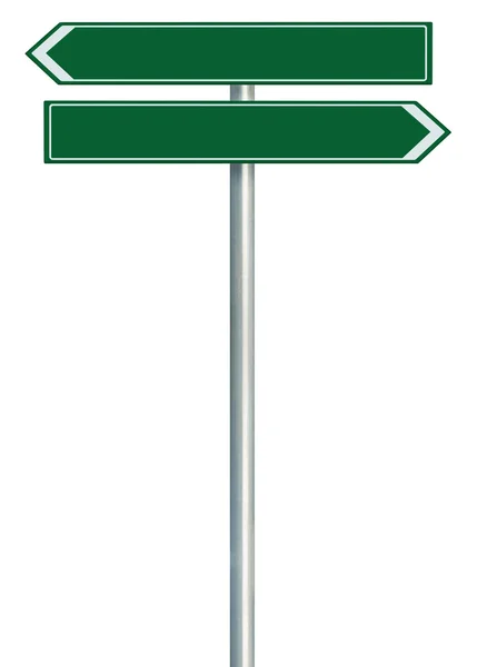 Right left road route direction pointer this way sign, green isolated — Stock Photo, Image
