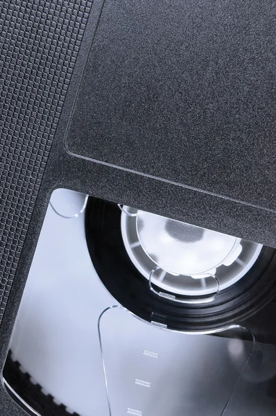 Nastro VHS Macro primo piano, grandi dettagliati nero retrò videocassetta cas — Foto Stock