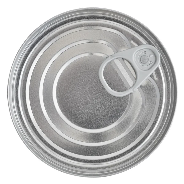 Tin Can Lid, Food Preserve Ringpull Canister Sealed Top, Isolated — Stock Photo, Image