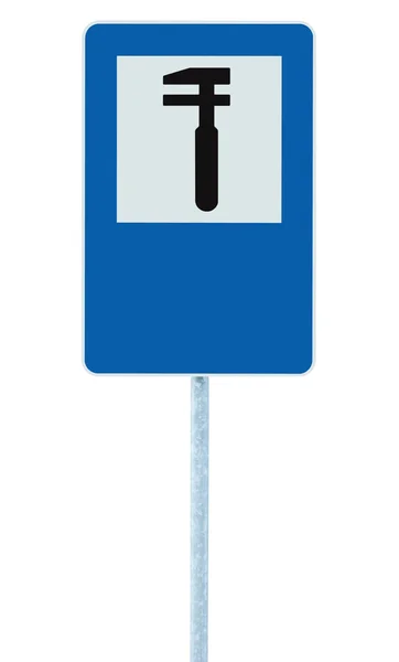 Auto Car Repair Shop Icon, Vehicle Mechanic Fix Service Garage Road Traffic Sign Roadside Pole Post Signage, Isolated, Blank Empty Copy Space — Stock Photo, Image