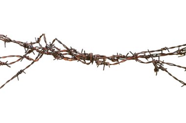 dikenli tele makro tatlı, yaşlı yaşlı yıpranmış grunge izole barbwire ayrıntılı.