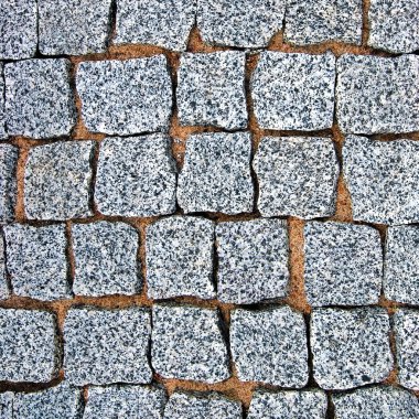 Granite Cobblestone Pavement Texture Background, Large Detailed Stone Block Paving, Rough Cut Textured Grey Pattern Closeup clipart