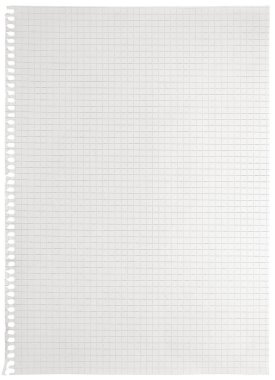 Kontrol edilen spiral defter sayfası arkaplanı, eski beyaz eklenmiş halka klasörü düz A4 kopya alanı, izole edilmiş dikey gri kare şablon matematik not defteri, zımbalanmış boş not defteri kapanışı, okul kavramı metaforu
