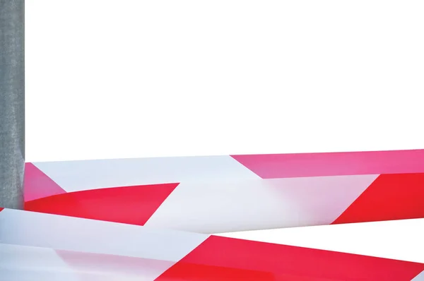 Large Red White Cross Ribbon Barricade Tape Copy Space Isolated — Stockfoto