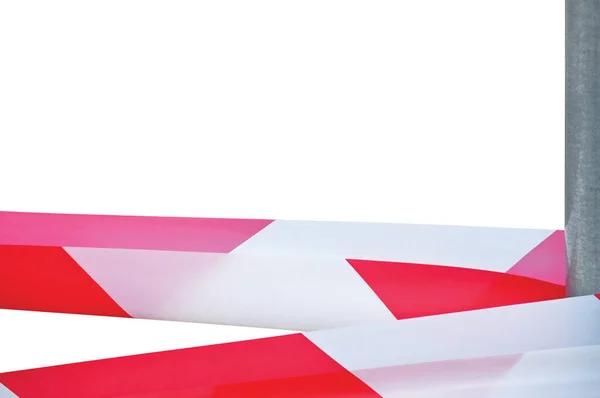 Large Red White Cross Ribbon Barricade Tape Copy Space Isolated — Stockfoto