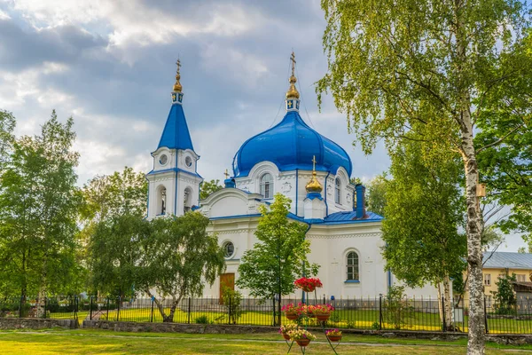 Die Nikolaikirche Sortavala Karelien Russland Alter Orthodoxer Weißer Steintempel Mit Stockbild
