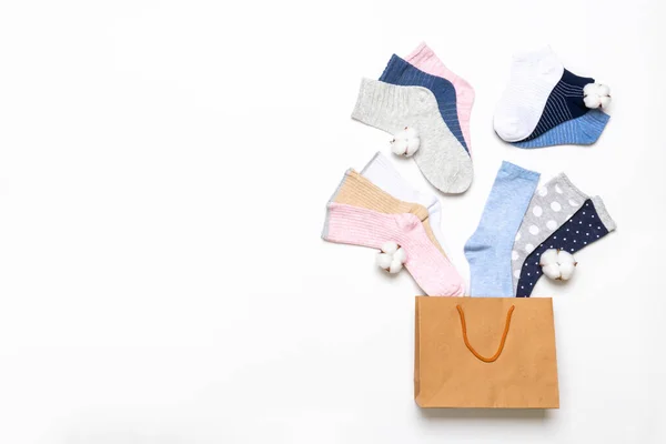 Різні Сучасні Модні Жіночі Бавовняні Шкарпетки Встановлені Бавовняними Квітами Торговому — стокове фото