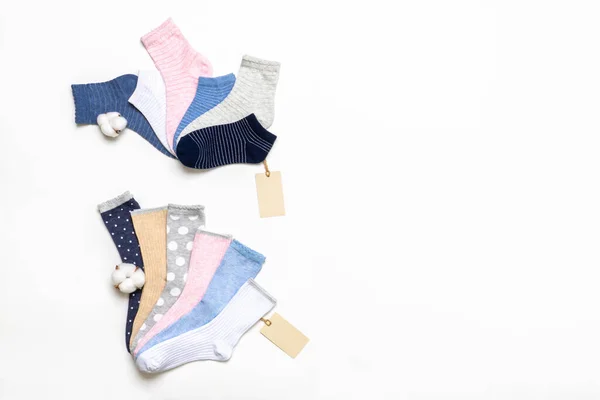 Різні Сучасні Модні Жіночі Бавовняні Шкарпетки Встановлені Бавовняними Квітами Цінниками — стокове фото