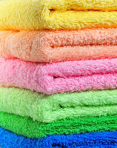 Tower made of colorful bath towels — Stock Photo, Image