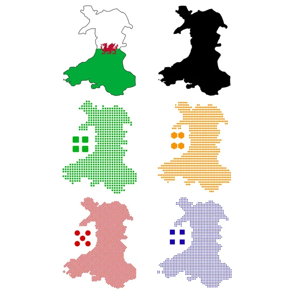 ウェールズのピクセル マップ — ストックベクタ