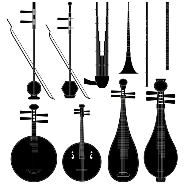Instrumentos de música chinos — Vector de stock