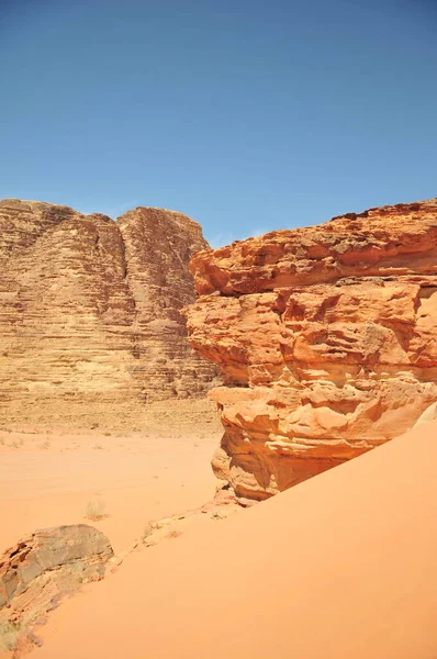 The  landscape of the Wadi Rum desert in Jordan where the most Mars like terrain on earth.