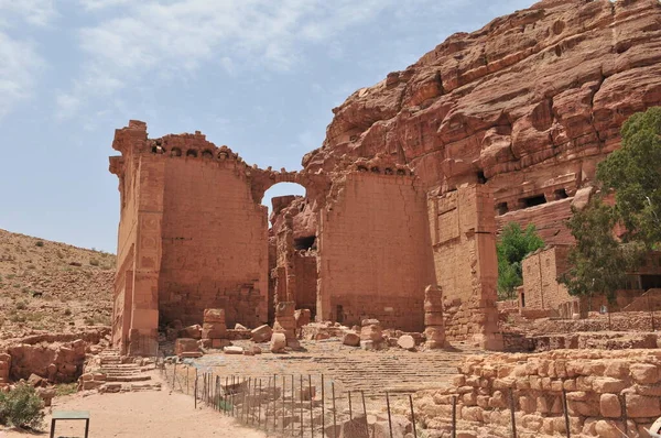 Ruiny Starożytnych Świątyń Petrze Jordania — Zdjęcie stockowe