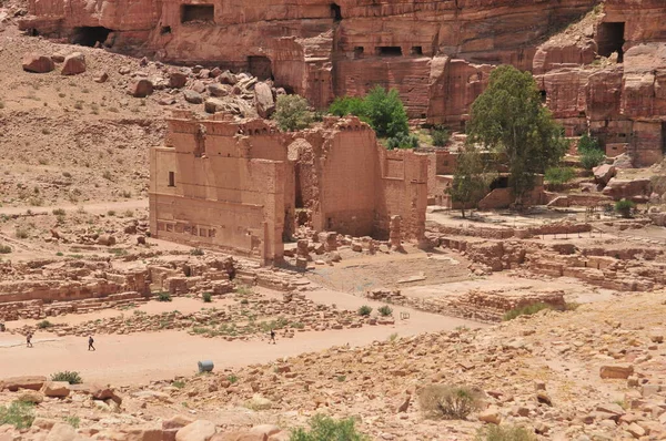 Petra Ürdün Deki Antik Tapınakların Kalıntıları — Stok fotoğraf