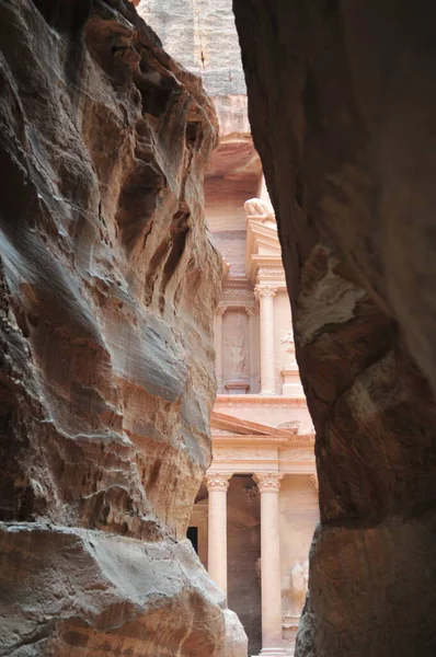 Oude Kazni Tempel Petra Jordanië — Stockfoto