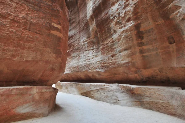 Ruïnes Oude Pad Tussen Kliffen Petra Jordanië — Stockfoto