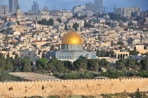 Gyllene Tak Över Den Berömda Moskén Jerusalem Israel — Stockfoto