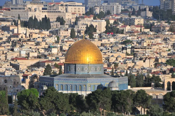 Gyllene Tak Över Den Berömda Moskén Jerusalem Israel — Stockfoto