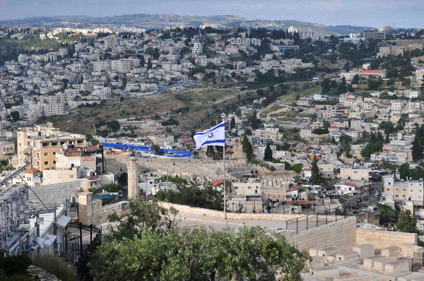 Panoramautsikt Över Flaggan Jerusalem Israel — Stockfoto