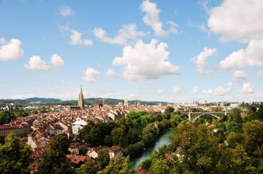 İsviçre, Bern 'in merkezinin panoramik görüntüsü