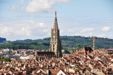 İsviçre, Bern 'in merkezinin panoramik görüntüsü