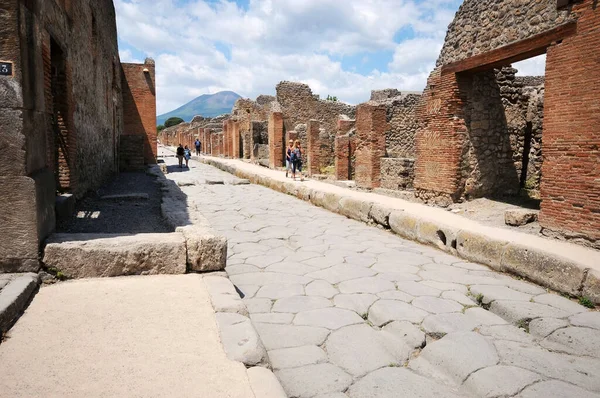 İtalya, Napoli 'deki antik Roma Pompei sahasının kısmi fotoğrafı