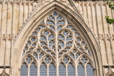 Detail photo of the exterior of York Cathedral in England